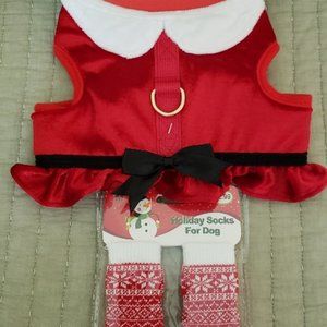 Soft Velvety Dog Harness with Socks Medium